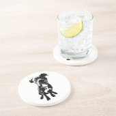 Dog Coaster – Sitting Dog Pose in Ink Linework コースター (側面)