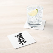 Dog Coaster – Sitting Dog Pose in Ink Linework スクエアペーパーコースター (インサイチュ)