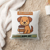 Dog Coffee Design–All I Need Is Coffee And My Dog クッション (ブランケット)