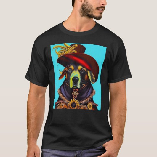 Dog Cogwheels Steampunk AI Dog Revolution Puppy Tシャツ (正面)