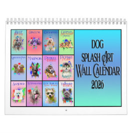 Dog Colourful Splash Art Wall Calendar 2026 カレンダー
