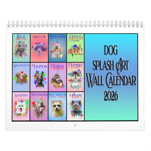 Dog Colourful Splash Art Wall Calendar 2026 カレンダー (カバー)