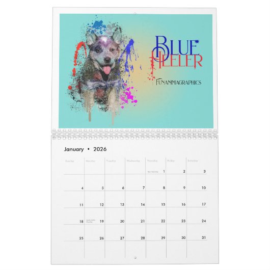 Dog Colourful Splash Art Wall Calendar 2026 カレンダー (1月 2026)