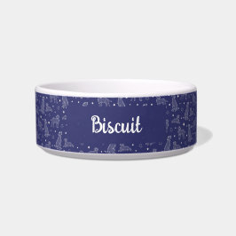 Dog Constellation Blue And White Pattern Monogram ボウル