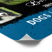 Dog Custom Photo Collage Faded Borders Black Blue ポスター (角)
