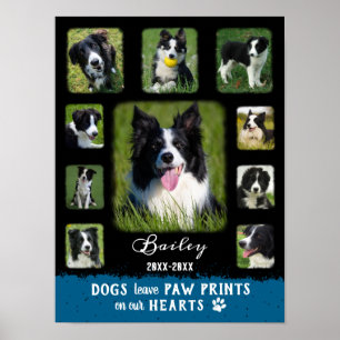 Dog Custom Photo Collage Faded Borders Black Blue ポスター