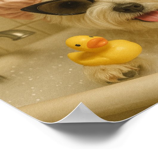 dog cute bathroom decor funny  ポスター (角)