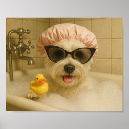 dog cute bathroom decor funny  ポスター