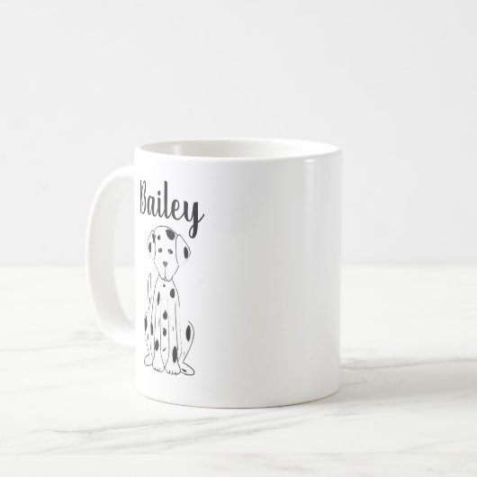 Dog Cute Dalmatian Calligraphy Pet Personalized コーヒーマグカップ (正面左)