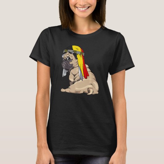 Dog  Cute Pug Retro Belgium Flag Pride Tシャツ (正面)