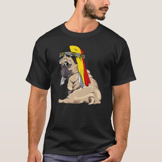 Dog  Cute Pug Retro Belgium Flag Pride Tシャツ (正面)