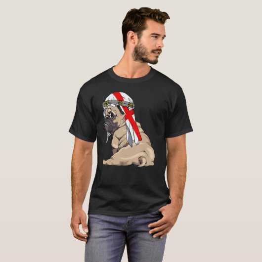 Dog  Cute Pug Retro England Flag Pride Tシャツ (正面フル)