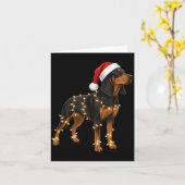 Dog Dachshund Wrapped In Christmas Lights - Holida カード (黄色い花)