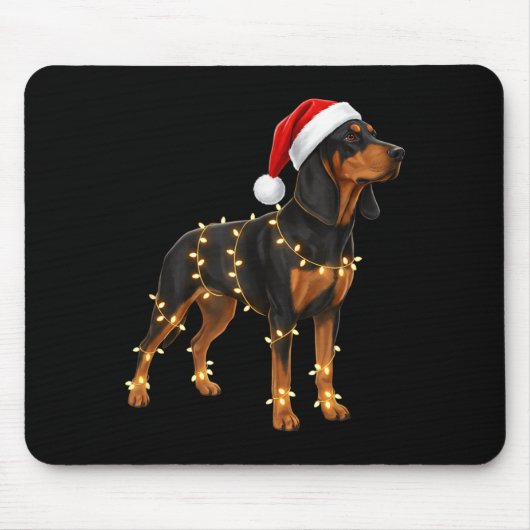 Dog Dachshund Wrapped In Christmas Lights - Holida マウスパッド (正面)