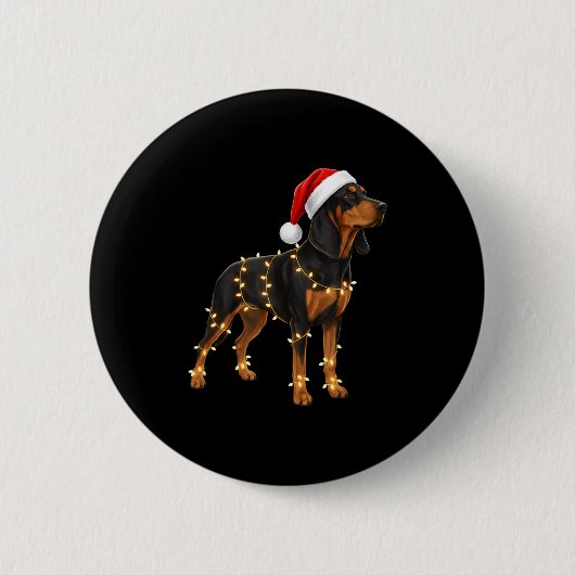 Dog Dachshund Wrapped In Christmas Lights - Holida 缶バッジ (正面)