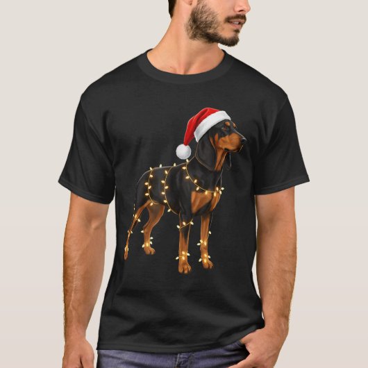 Dog Dachshund Wrapped In Christmas Lights - Holida Tシャツ (正面)