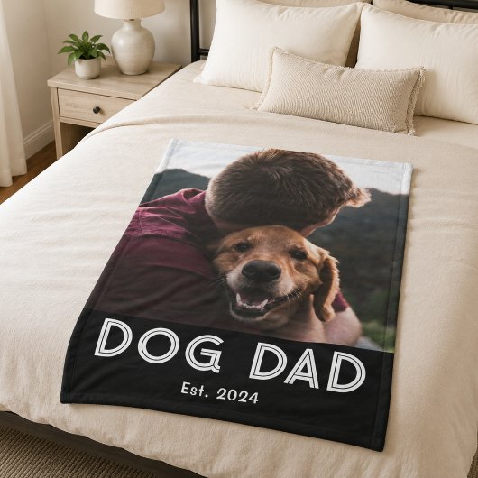 Dog Dad Established 写真  フリースブランケット