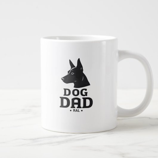 Dog Dad Gifts for Him – Funny & Custom Gea ジャンボコーヒーマグカップ (右)