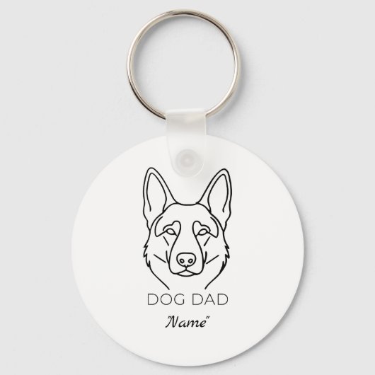 Dog Dad mit Name personalisiert Hundepapa キーホルダー (正面)