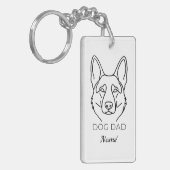 Dog Dad mit Name personalisiert Hundepapa キーホルダー (正面左)
