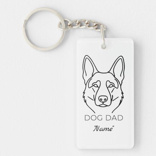 Dog Dad mit Name personalisiert Hundepapa キーホルダー (正面)