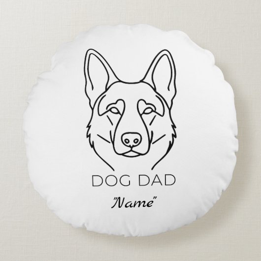Dog Dad mit Name personalisiert Hundepapa  ラウンドクッション (正面)