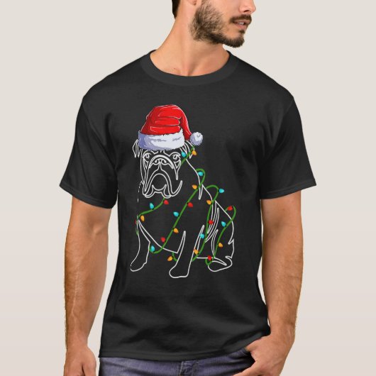 Dog Dad Mom Bulldog Christmas Dog Christmas Light Tシャツ (正面)