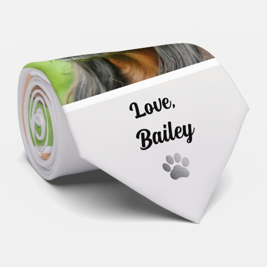 Dog Dad Photo Collage Pet Keepsake Gray ネクタイ (ロール)