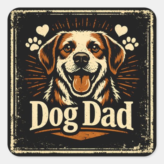 Dog Dad – Proud Canine Father Love スクエアシール (正面)