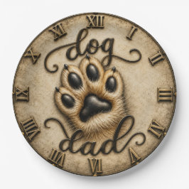 Dog Dad Rustic Paw Print ペーパープレート