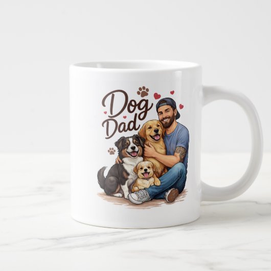 Dog Dad Squad Mug – Funny Gift for Dog Lovers ジャンボコーヒーマグカップ (右)