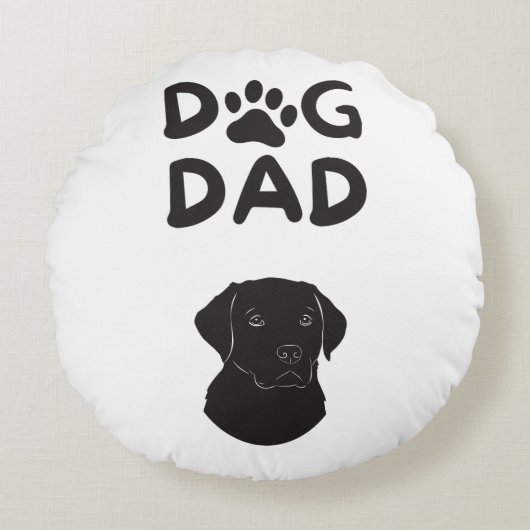  Dog Dad T-shirt | Funny Pet Lovers Tee  ラウンドクッション (正面)