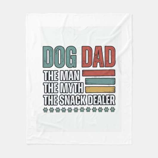 Dog Dad The Snack Dealer Vintage Paw Print Shirt_1 フリースブランケット (正面)