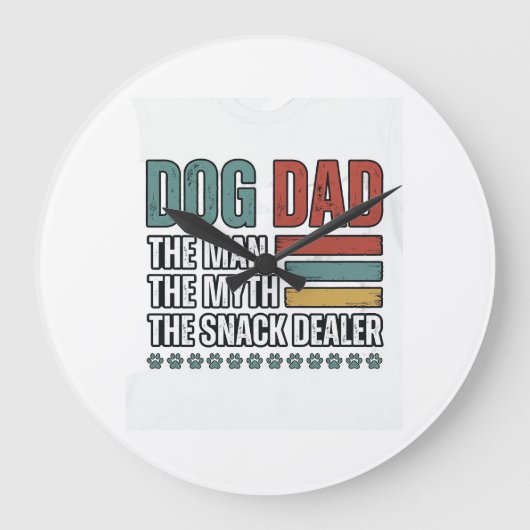Dog Dad The Snack Dealer Vintage Paw Print Shirt_1 ラージ壁時計 (正面)