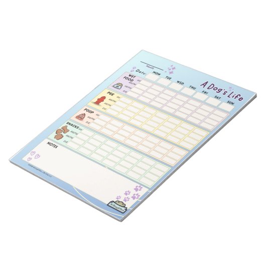 Dog Daily Tracker: Monday Starter ノートパッド (アングル)