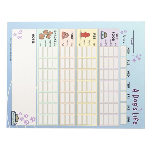 Dog Daily Tracker: Monday Starter ノートパッド (正面)