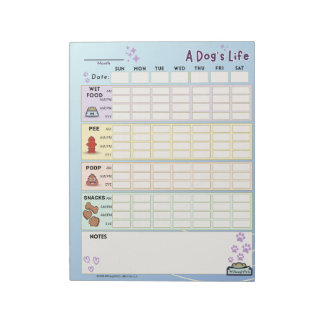 Dog Daily Tracker、Sunday Start ノートパッド