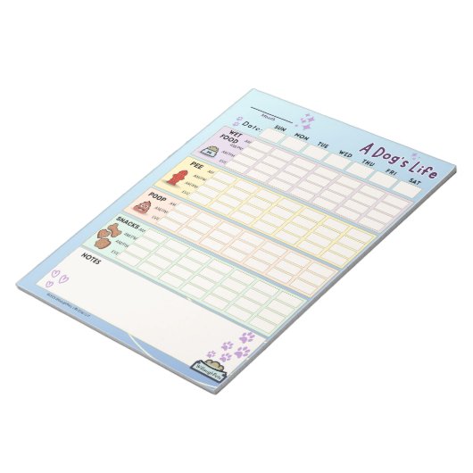Dog Daily Tracker、Sunday Start ノートパッド (アングル)
