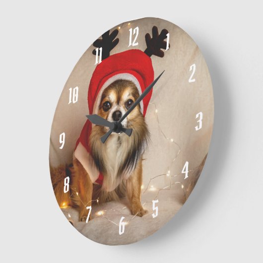 Dog Deer ラージ壁時計 (傾斜)