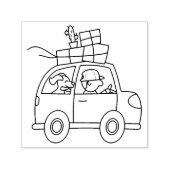 Dog Driving Car Cartoonを持つ男 セルフインキングスタンプ (デザイン)