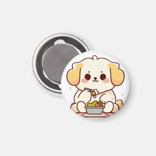 Dog eating lunch マグネット (正面/裏面)