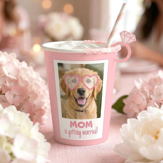 Dog Face Bachelorette Cups Fun Cute Soft Pink 紙コップ