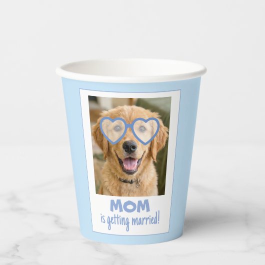 Dog Face Bachelorette Cups Fun Dusty Blue 紙コップ (正面)