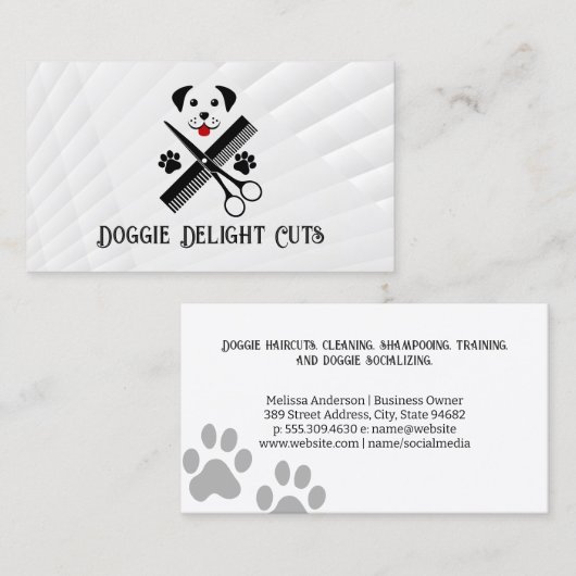 Dog Face | Puppy Paws | Grooming 名刺 (正面/裏面)