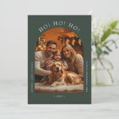 Dog Family Arch Photo Funny Ho Ho Ho Christmas シーズンカード (スタンド正面)