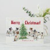Dog Family Christmas Holiday Card シーズンカード (スタンド正面)
