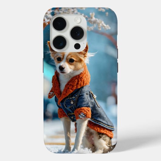 Dog Fashion Show – Adorable Cartoon Winter Scene  Case-Mate iPhoneケース (裏面)