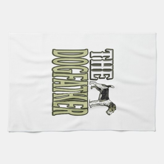 Dog Father Terrier Vintage Engraving Shirt Design_ キッチンタオル (横)