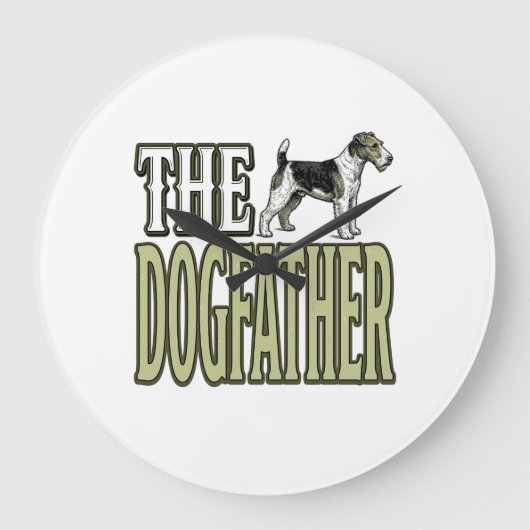 Dog Father Terrier Vintage Engraving Shirt Design_ ラージ壁時計 (正面)