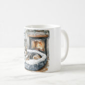 Dog Fireplace Christmas コーヒーマグカップ (正面右)
